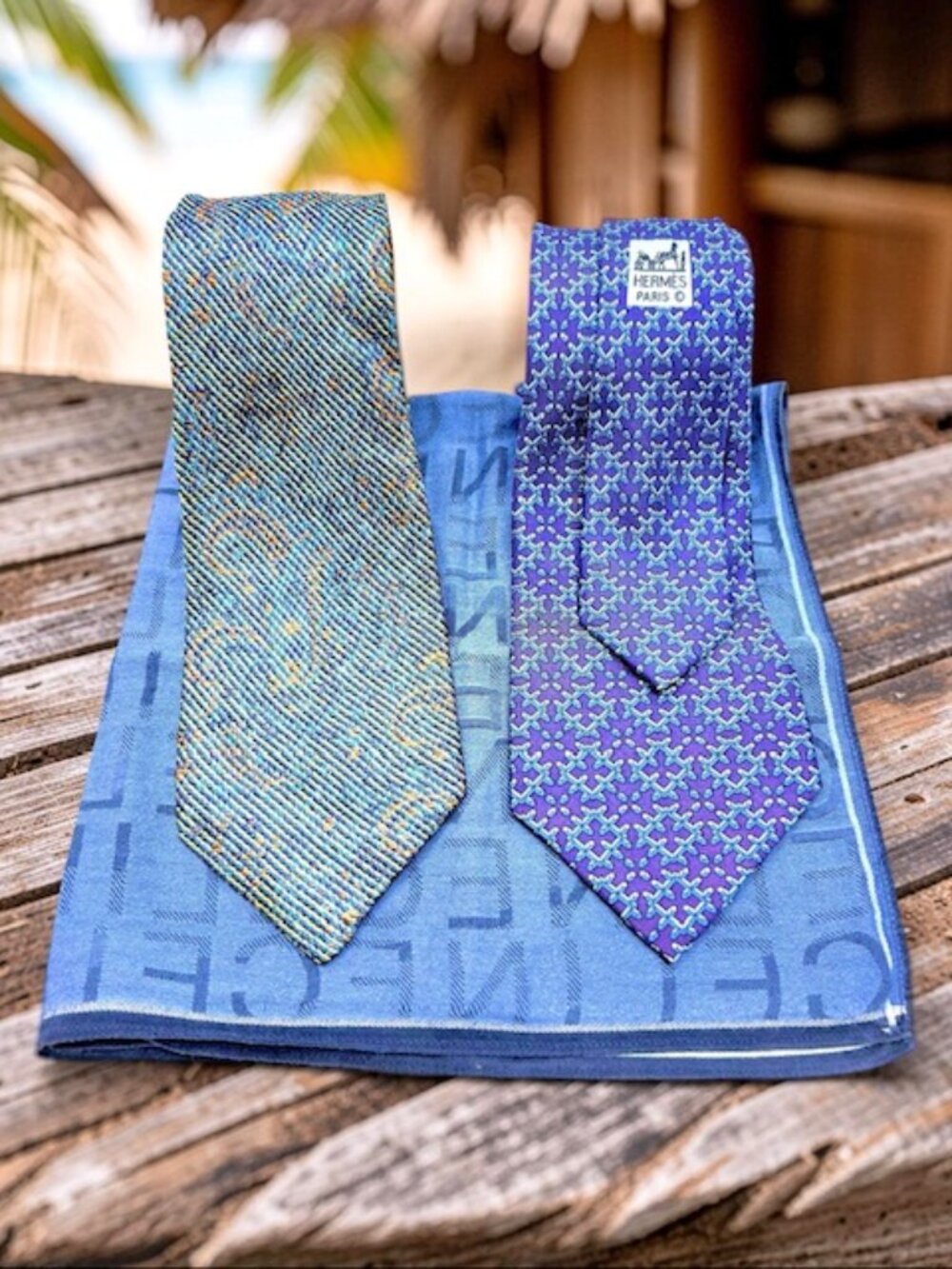 Set: 2 Classic Neck-Ties SilkHERMES Paris & MISSONI +1 Celine Handkerchief(71 - Picture 15 of 15